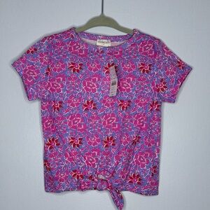 Crewcuts | Pink and Purple Floral Front Tie Shirt